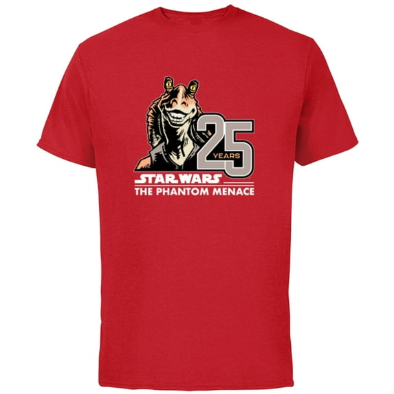 Star Wars The Phantom Menace 25th Anniversary Jar Jar Binks- Short Sleeve Cotton T-Shirt for Adults - Customized-Red
