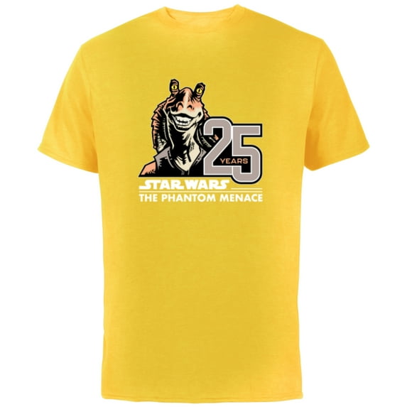 Star Wars The Phantom Menace 25th Anniversary Jar Jar Binks- Short Sleeve Cotton T-Shirt for Adults - Customized-Yellow