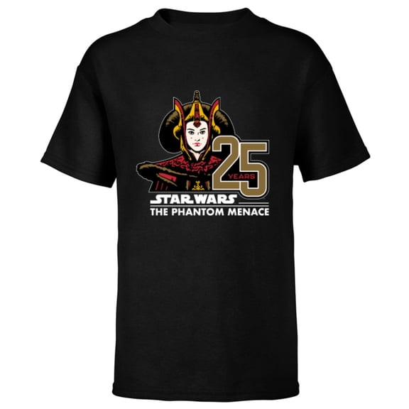 Star Wars The Phantom Menace 25th Anniversary Queen Amidala- Short Sleeve T-Shirt for Kids - Customized-Black