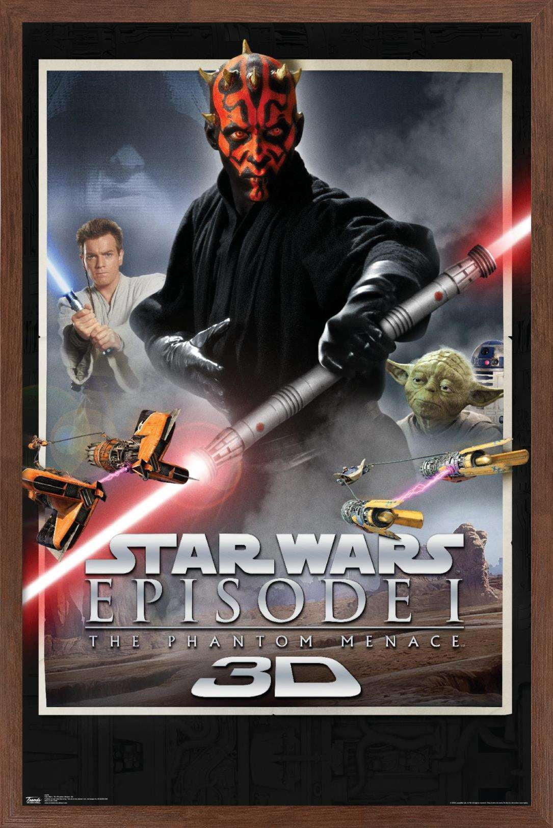 Star Wars: The Phantom Menace - 3D One Sheet Wall Poster, 14.725" x 22.375", Framed