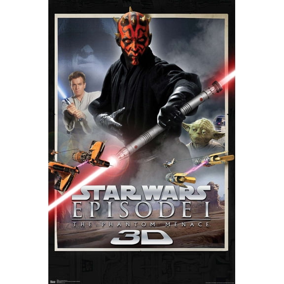 Star Wars: The Phantom Menace - 3D One Sheet Wall Poster, 14.725" x 22.375"
