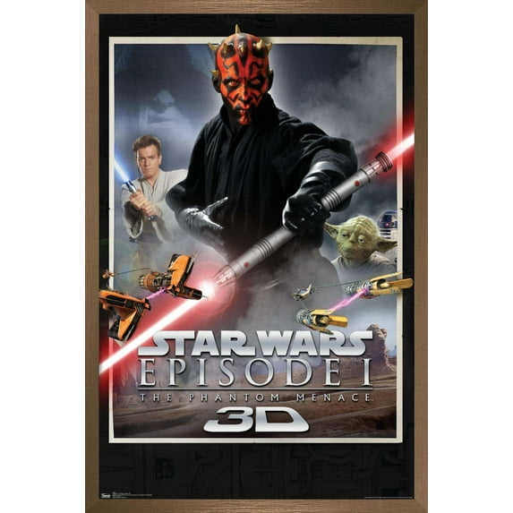Star Wars: The Phantom Menace - 3D One Sheet Wall Poster, 22.375" x 34", Framed