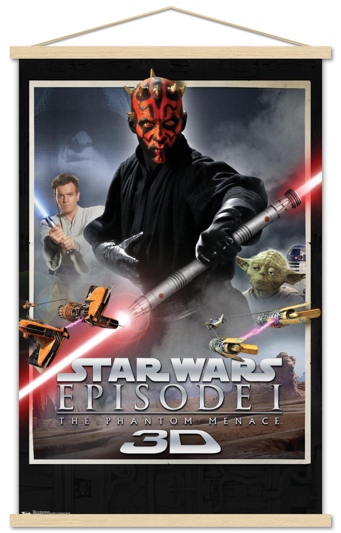 Ik geloof abces limiet Star Wars: The Phantom Menace - 3D One Sheet Wall Poster, 14.725" x  22.375", Framed - Walmart.com