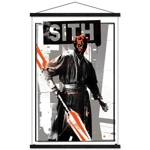 Star Wars: The Phantom Menace - Darth Maul Glitch Wall Poster with Magnetic Frame, 22.375" x 34"