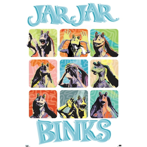Star Wars: The Phantom Menace - Jar Jar Binks Grid Wall Poster, 14.725" x 22.375"