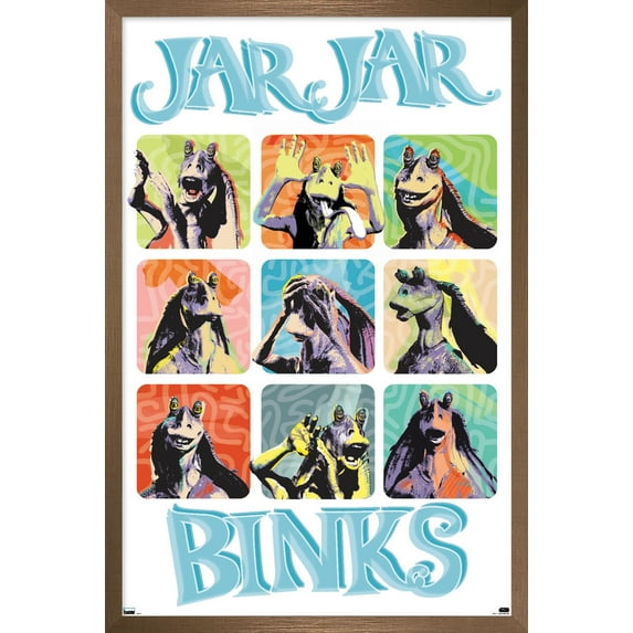 Star Wars: The Phantom Menace - Jar Jar Binks Grid Wall Poster, 22.375" x 34" Framed