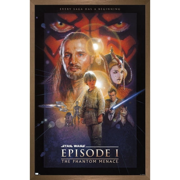 Star Wars: The Phantom Menace - One Sheet (No Billing Block) Wall Poster, 14.725" x 22.375" Framed