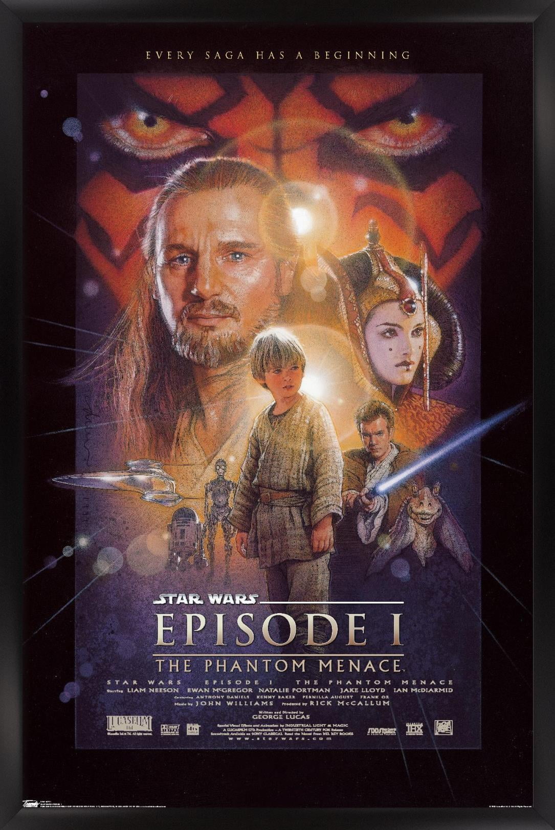 Star Wars: The Phantom Menace - One Sheet Wall Poster, 14.725" x 22.375", Framed