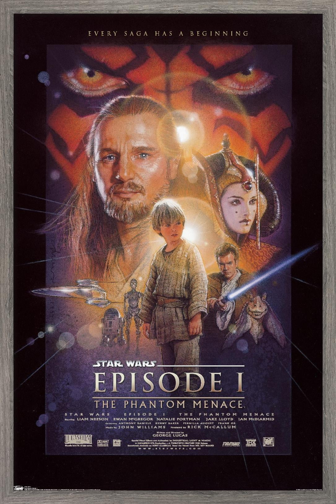 Star Wars: The Phantom Menace - One Sheet Wall Poster, 14.725" x 22.375", Framed