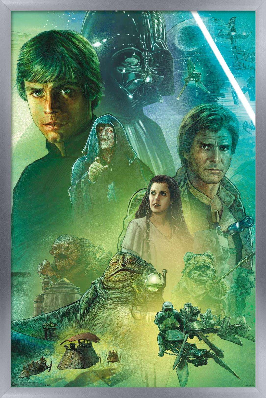Star Wars: The Return Of The Jedi - Celebration Mural Wall Poster, 14.725" x 22.375", Framed