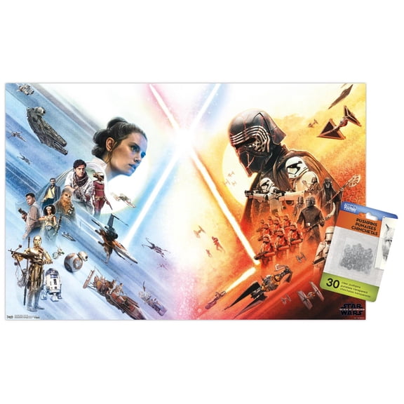Star Wars: The Rise Of Skywalker - Face Off Wall Poster with Push Pins, 14.725" x 22.375"