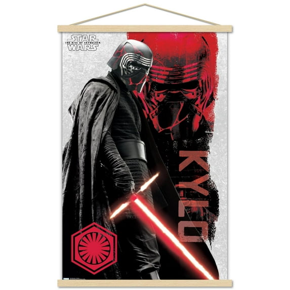 Star Wars: The Rise Of Skywalker - Kylo Ren Wall Poster with Wooden Magnetic Frame, 22.375" x 34"