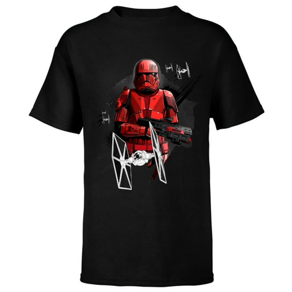 Star Wars The Rise of Skywalker Red Trooper Universe - Short Sleeve T-Shirt for Kids - Customized-Black