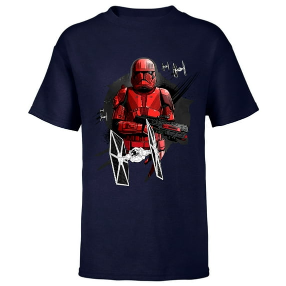 Star Wars The Rise of Skywalker Red Trooper Universe - Short Sleeve T-Shirt for Kids - Customized-Navy