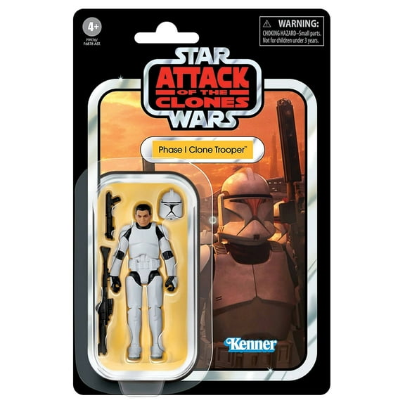 Star Wars The Vintage Collection Phase I Clone Trooper, Star Wars: Attack of the Clones Action Figure (3.75”) (NON-MINT PACKAGE)
