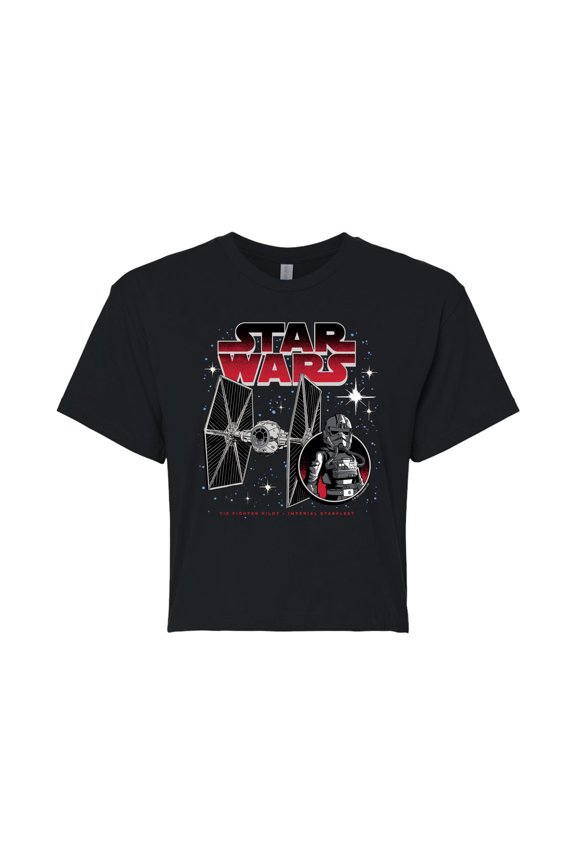 - Tie Fighter And Pilot - Juniors Cropped Tee