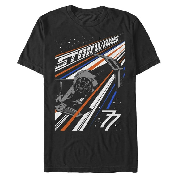 Mens Star Wars Retro Stripes TIE Fighter 77 T Shirt