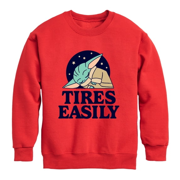 Star Wars - Tires Easily Grogu - Youth Boys Crew Fleece Sweatshirt