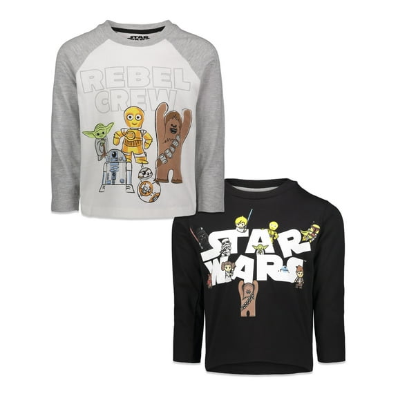 Star Wars Toddler Boys 2 Pack Long Sleeve T-Shirts Toddler to Big Kid