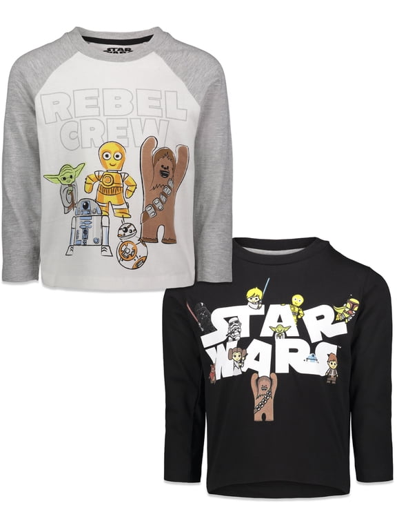 Toddler Boys 2 Pack Long Sleeve T-Shirts Toddler to Big Kid