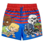 PJ MASKS Star Wars Toddler Boys Swim Shorts Swim Trunks Bathing Suit Red/Blue 3T