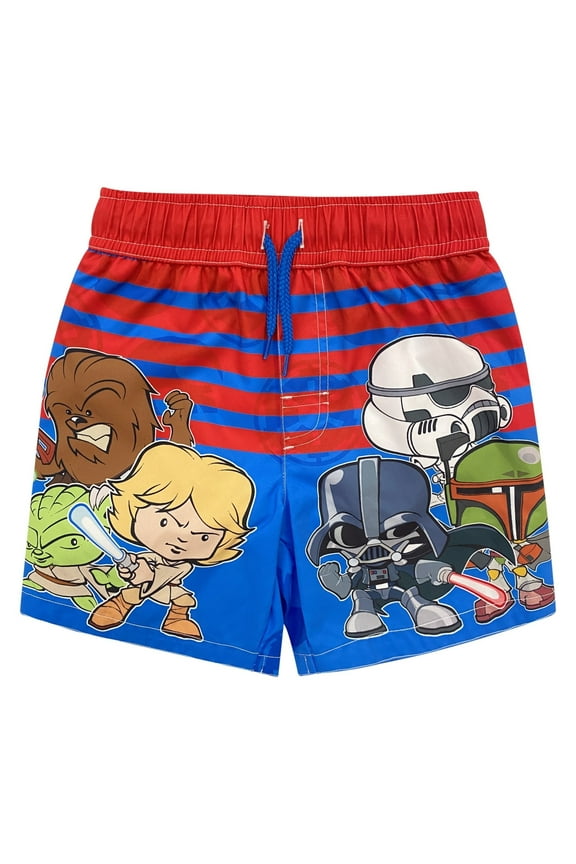 Star Wars Toddler Boys Swim Shorts Swim Trunks Bathing Suit Red/Blue 3T