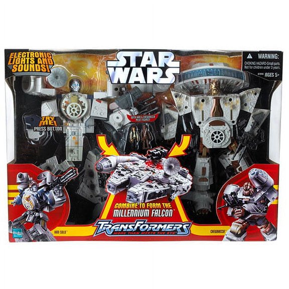 Star Wars Transformers 2006 Han Solo & Chewbacca Millennium Falcon Action Figure
