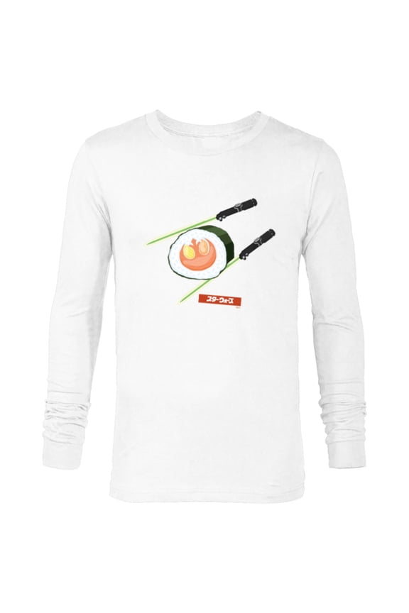 Treats Rebel Symbol Sushi & Lightsaber Chopsticks - Long Sleeve T-Shirt for Men - Customized-White