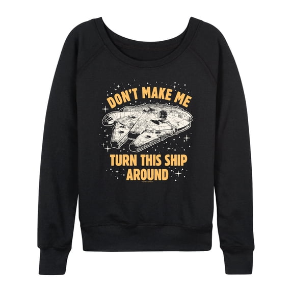 Star Wars - Turn This Around Women's Lightweight French Terry Wide Neck Long Sleeve Graphic Shirt