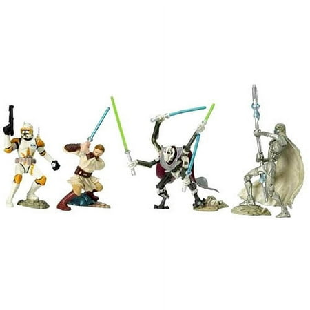 Hasbro Star Wars Unleashed Battle 4 Pack OBI-Wan, Clone Commander Cody, General Grievous and IG-100 Series Bodyguard