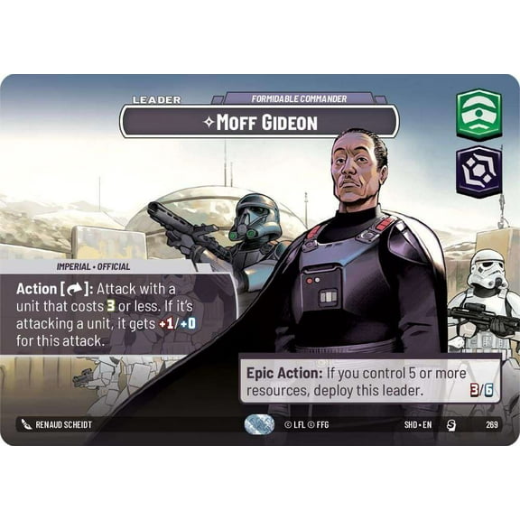 Star Wars: Unlimited Shadows of the Galaxy Special Moff Gideon - Formidable Commander #269 (Showcase)