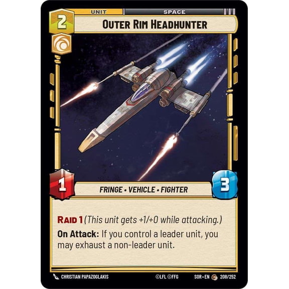Star Wars: Unlimited Spark of Rebellion Common Outer Rim Headhunter #208