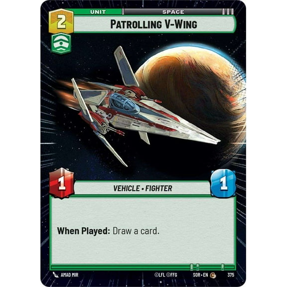 Star Wars: Unlimited Spark of Rebellion Common Patrolling V-Wing #375 (Hyperspace)