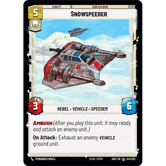Star Wars: Unlimited Spark of Rebellion Common Snowspeeder #244