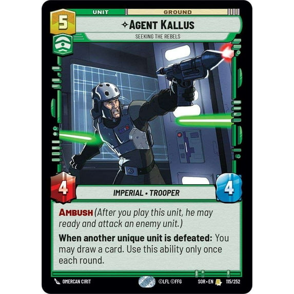 Star Wars: Unlimited Spark of Rebellion Rare Agent Kallus - Seeking the Rebels #115