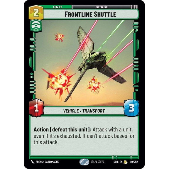 Star Wars: Unlimited Spark of Rebellion Rare Frontline Shuttle #110