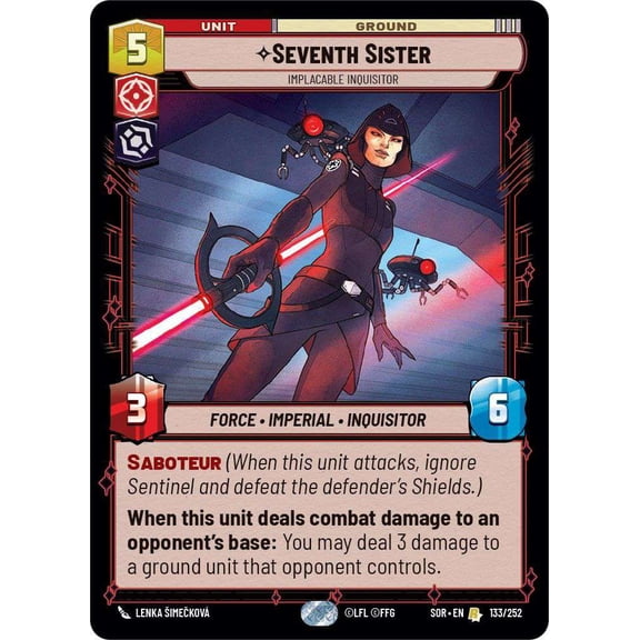 Star Wars: Unlimited Spark of Rebellion Rare Seventh Sister - Implacable Inquisitor #133
