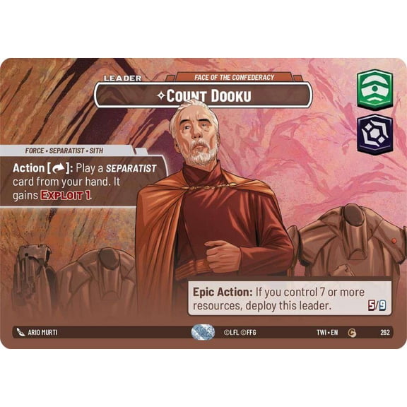 Star Wars: Unlimited Twilight of the Republic Common Count Dooku - Face of the Confederacy #262 (Showcase FOIL)