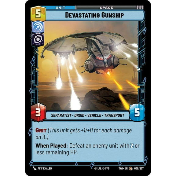 Star Wars: Unlimited Twilight of the Republic Common Devastating Gunship #036