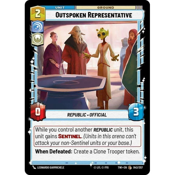 Star Wars: Unlimited Twilight of the Republic Common Outspoken Representative #043