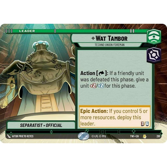 Star Wars: Unlimited Twilight of the Republic Rare Wat Tambor - Techno Union Foreman #281 (Hyperspace)