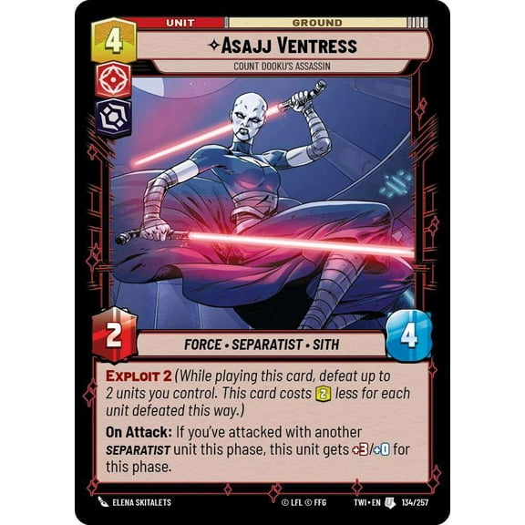 Star Wars: Unlimited Twilight of the Republic Uncommon Asajj Ventress - Count Dooku's Assassin #134 (FOIL)