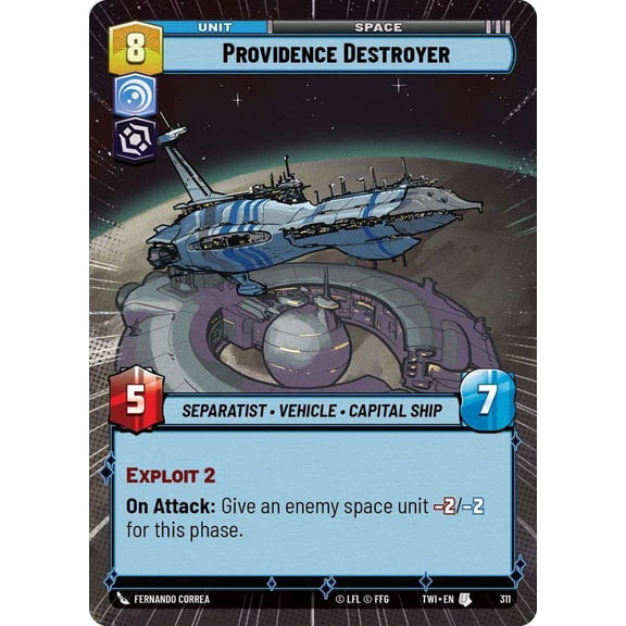 Star Wars: Unlimited Twilight of the Republic Uncommon Providence Destroyer #311 (Hyperspace)