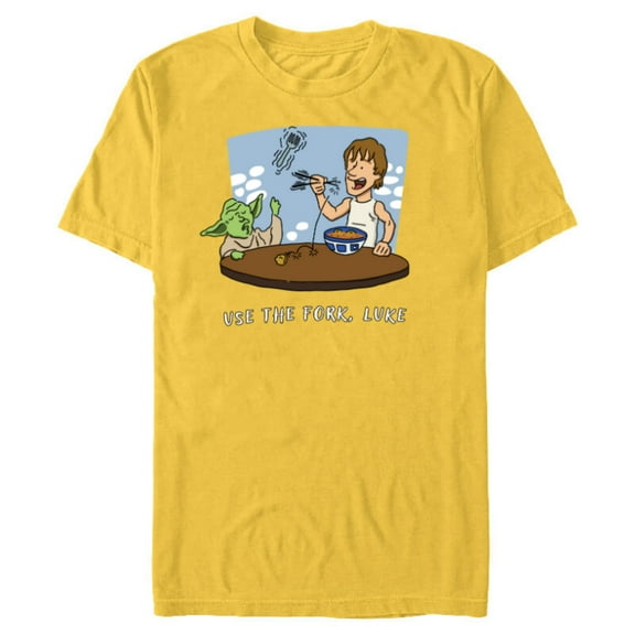 Star Wars “Use the Fork, Luke” Yoda Chopsticks Funny - Short Sleeve Blended T-Shirt for Adults - Customized-Yellow