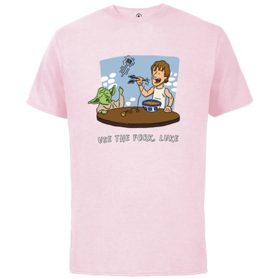 Star Wars “Use the Fork, Luke” Yoda Chopsticks Funny - Short Sleeve Cotton T-Shirt for Adults - Customized-Soft Pink
