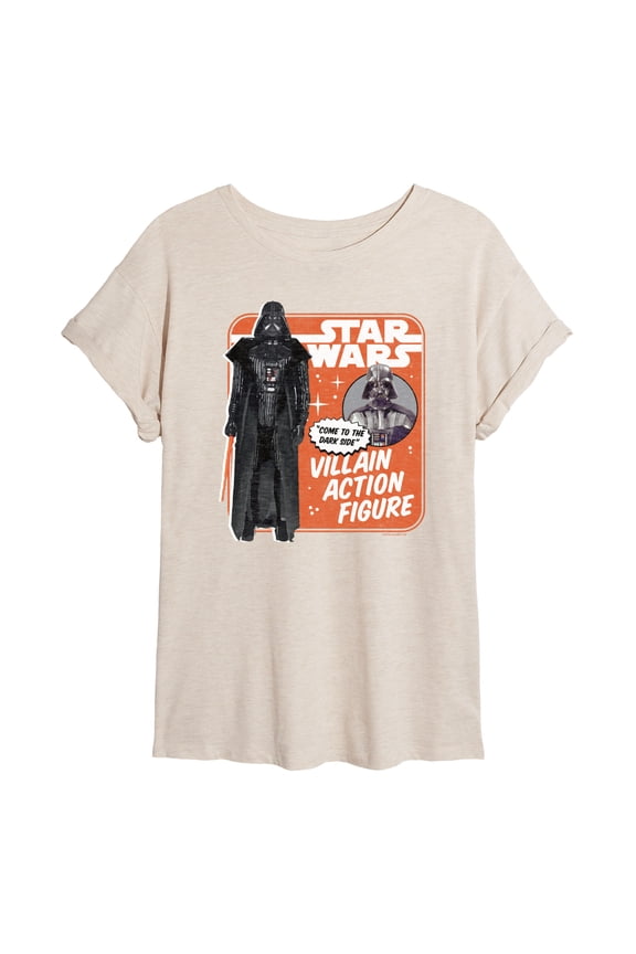 - Vader Action Figure - Juniors Oversized Graphic T-Shirt