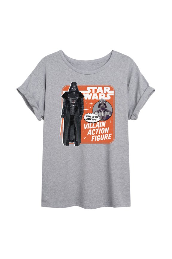 - Vader Action Figure - Juniors Oversized Graphic T-Shirt