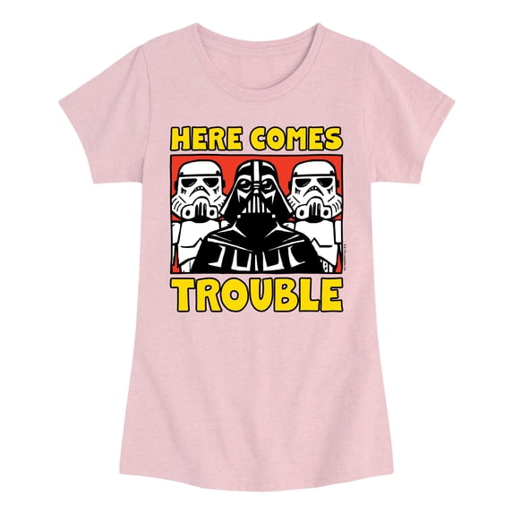 Star Wars - Vader Here Comes Trouble - Youth Girls Fitted Short Sleeve T-Shirt