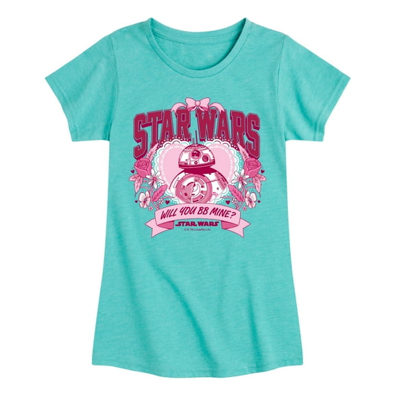 Star Wars - Valentine Bb8 Collegiate - Toddler And Youth Girls Fitted Short Sleeve Graphic T-Shirt