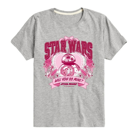 Star Wars - Valentine Bb8 Yoda and friends Collegiate - Toddler And Youth Short Sleeve Graphic T-Shirt